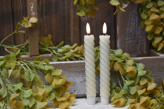 Spiral Taper Candle Realistic Flame 10in -2pack