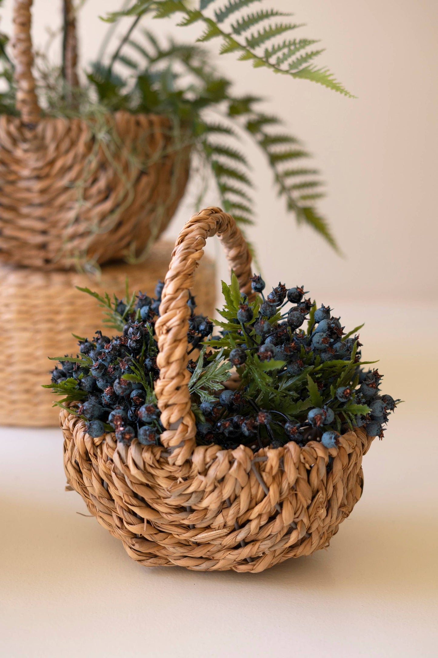 WOVEN SEAGRASS BASKETS WITH HANDLES (set of 3)