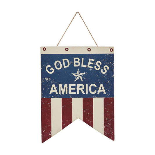 God Bless America Flag Wall Hanging 8x6
