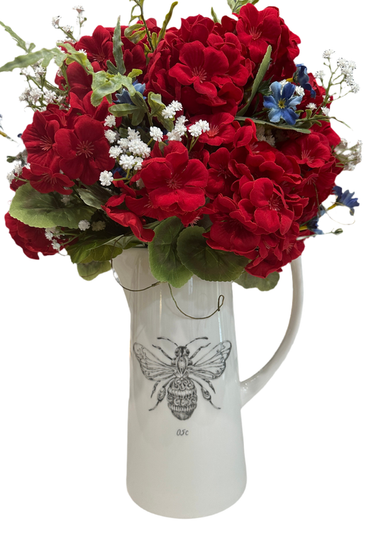 Red White and Blue Bee Pitcher Arrangement