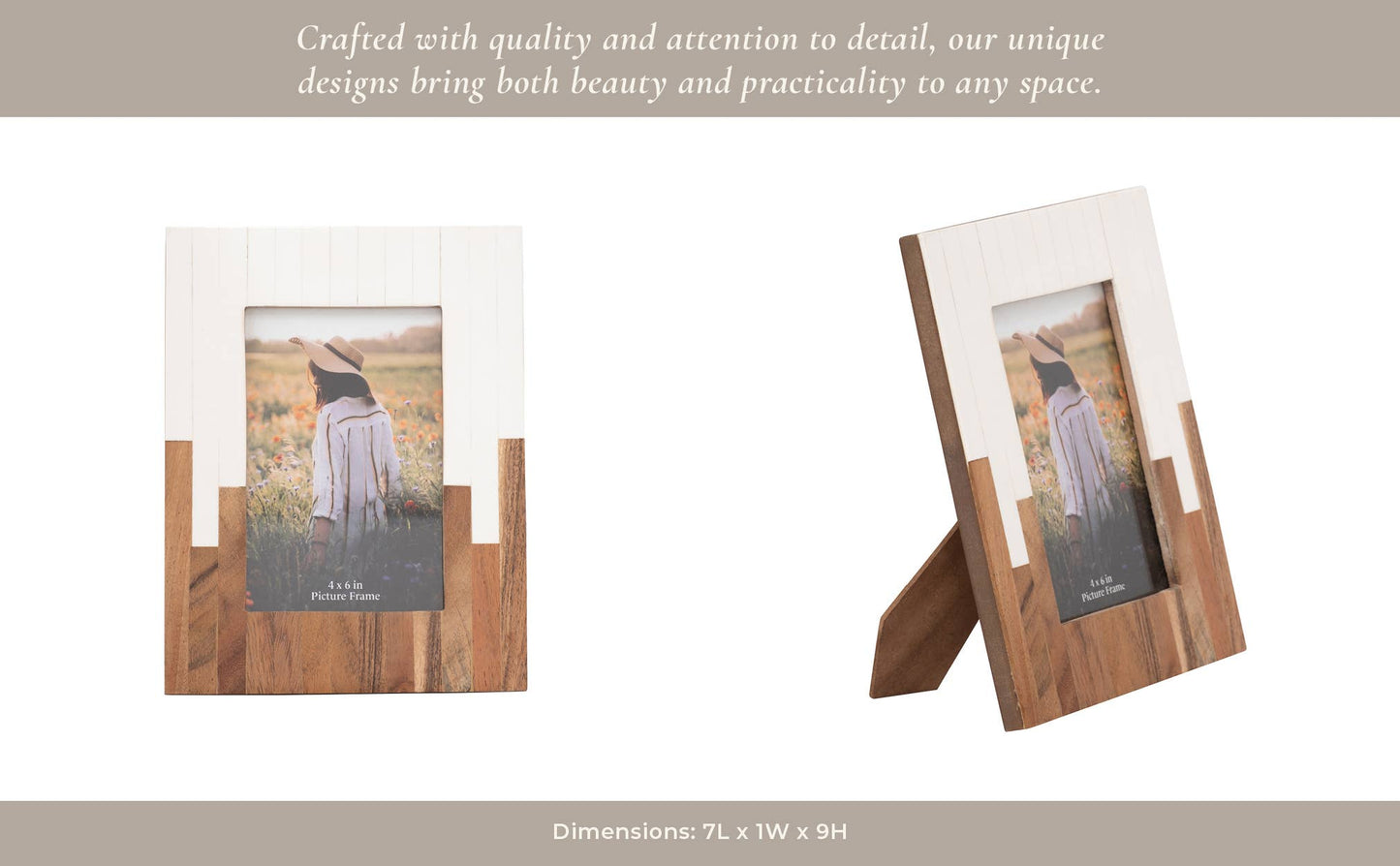 Natural/White Resin Photo Frame - 4x6in