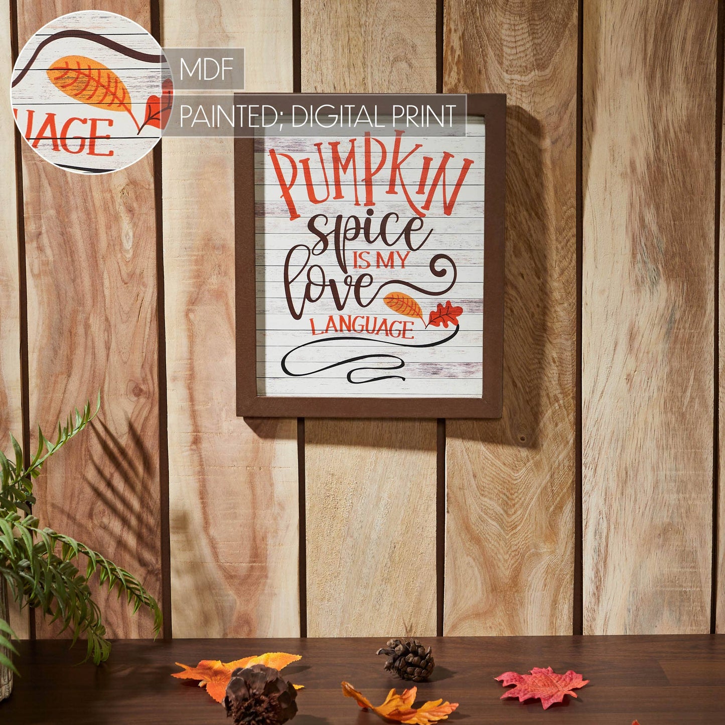 Shiplap Pumpkin Spice Is My Language Wall Sign 12x10