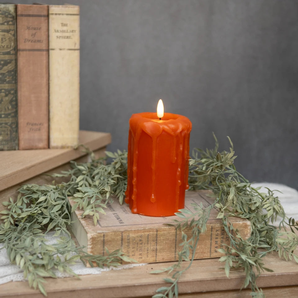ORANGE 3D FLAME PILLAR CANDLE (3 Sizes)