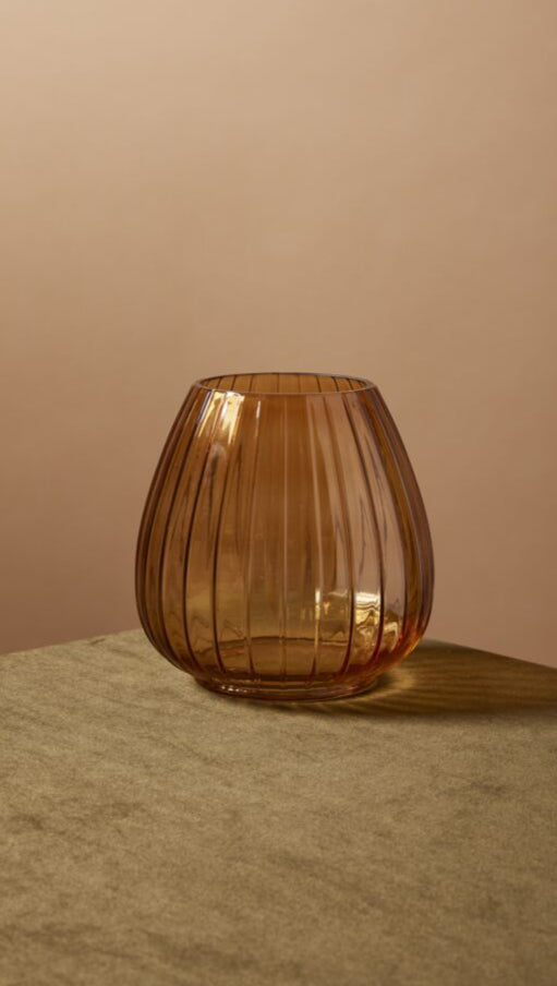 Amber Egg shape glass vase