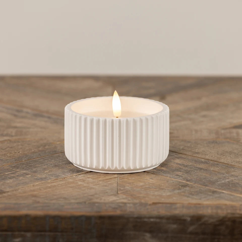 3D FLAME RIBBED CEMENT CANDLE (3 sizes)