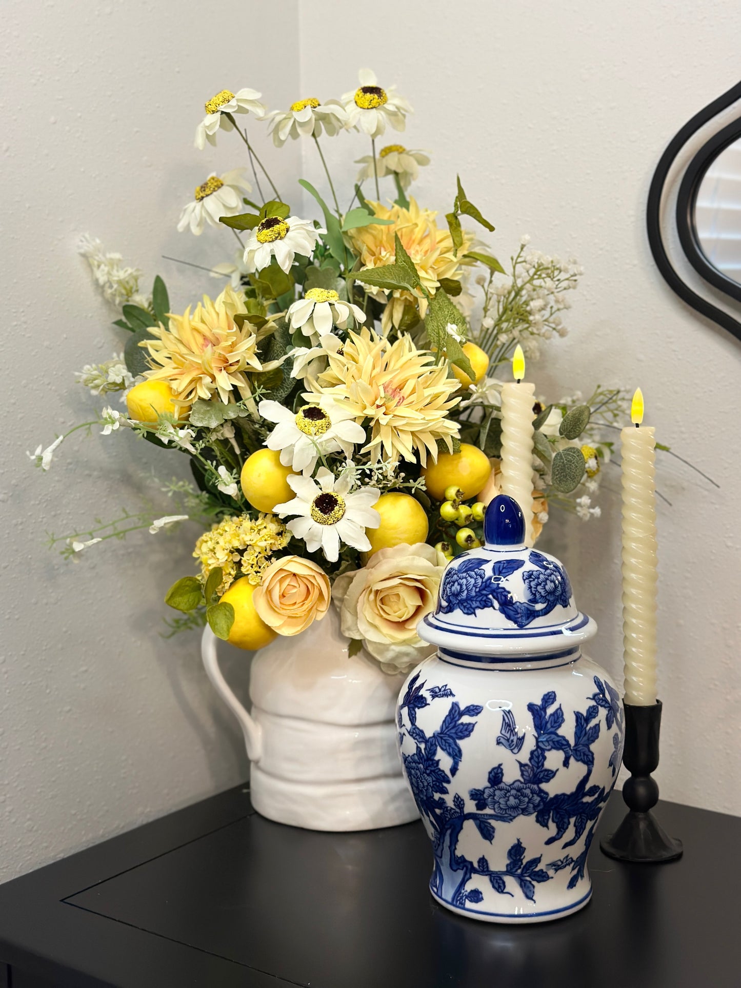 Ginger Jar 10in.- Blue & White Floral