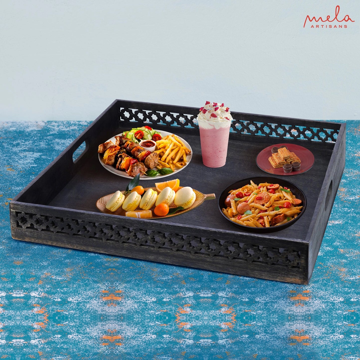 Trellis Rustic Ottoman Tray