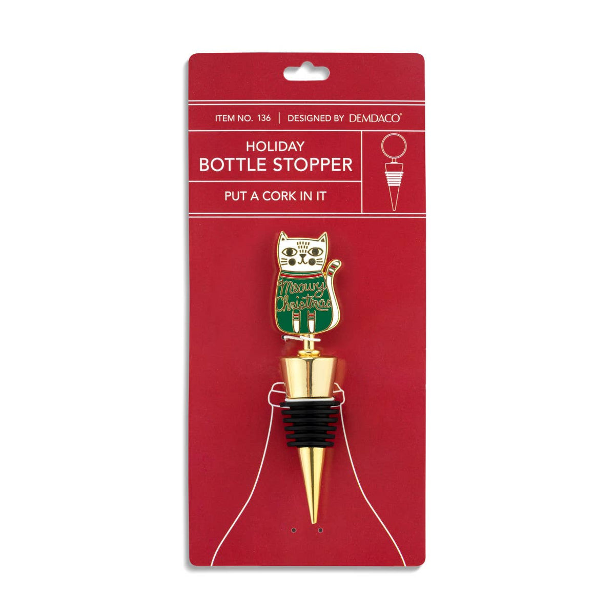 Cat Gold Enamel Bottle Stopper - 4in