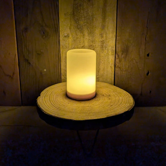 Amber LED Flame Illusion Timer Pillar Candle 4.5"