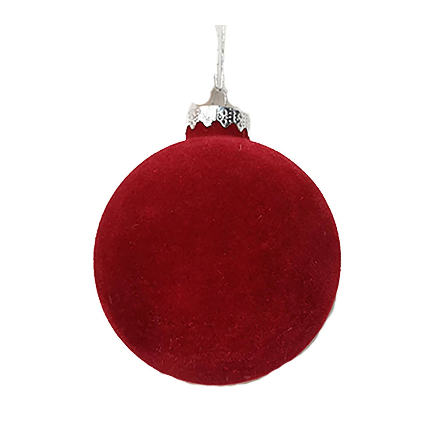 3" Glass Velvet Ball Ornament - Red