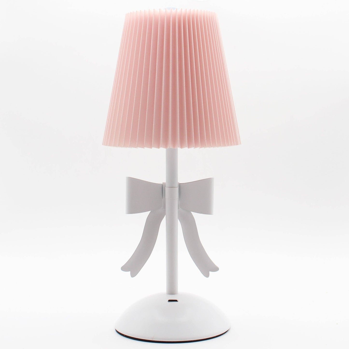 Pink & White Rechargeable Table Lamp with Bow Detail