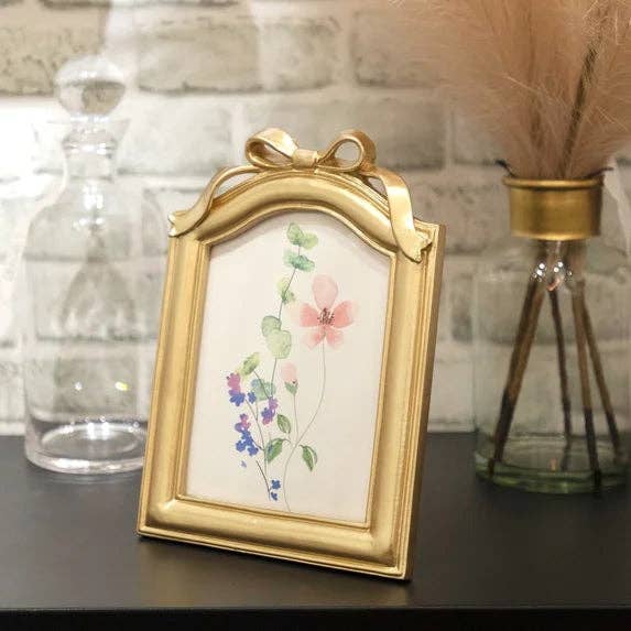 Gold Bow Detail Picture Frame, 5x7