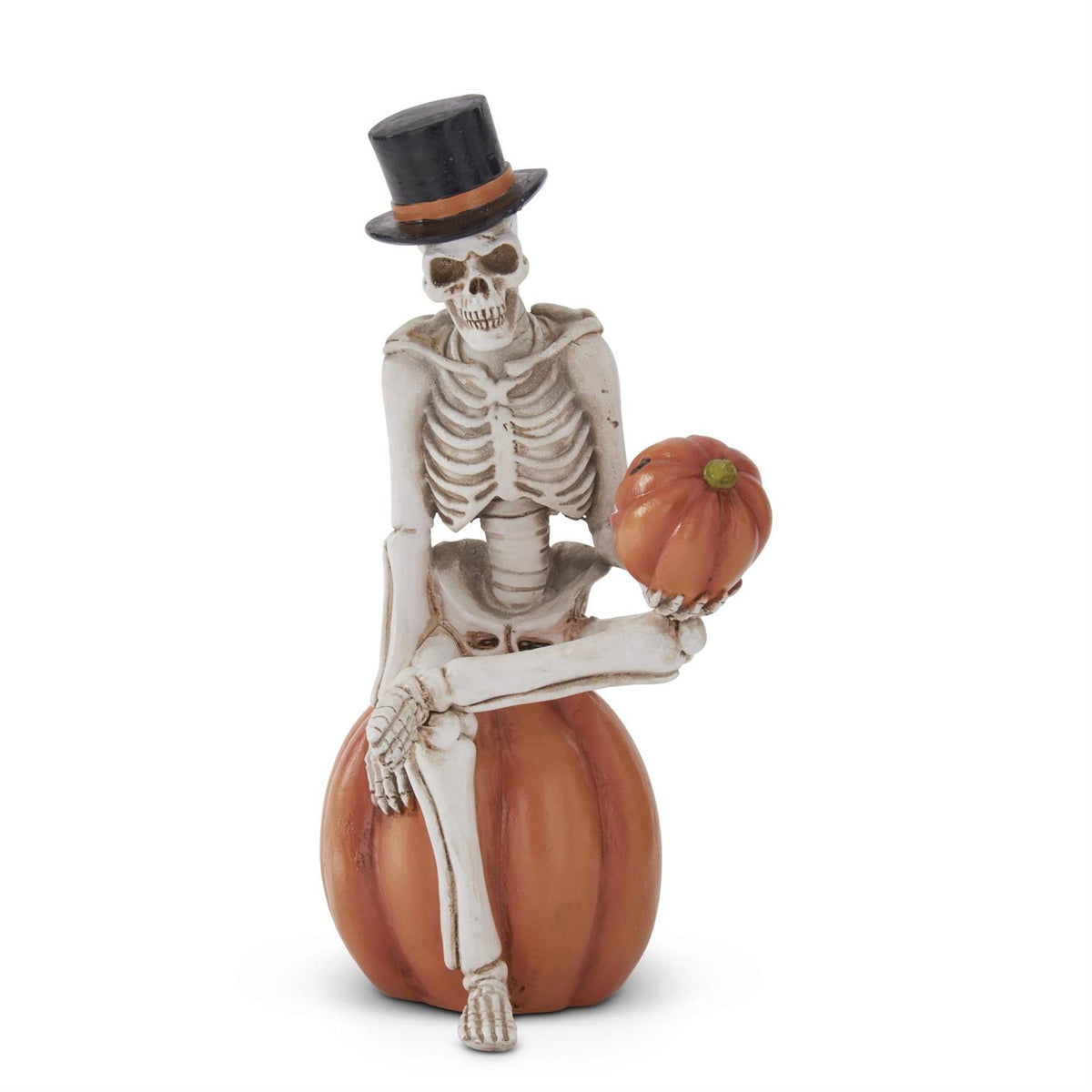 Skeleton Man Resting on Pumpkin