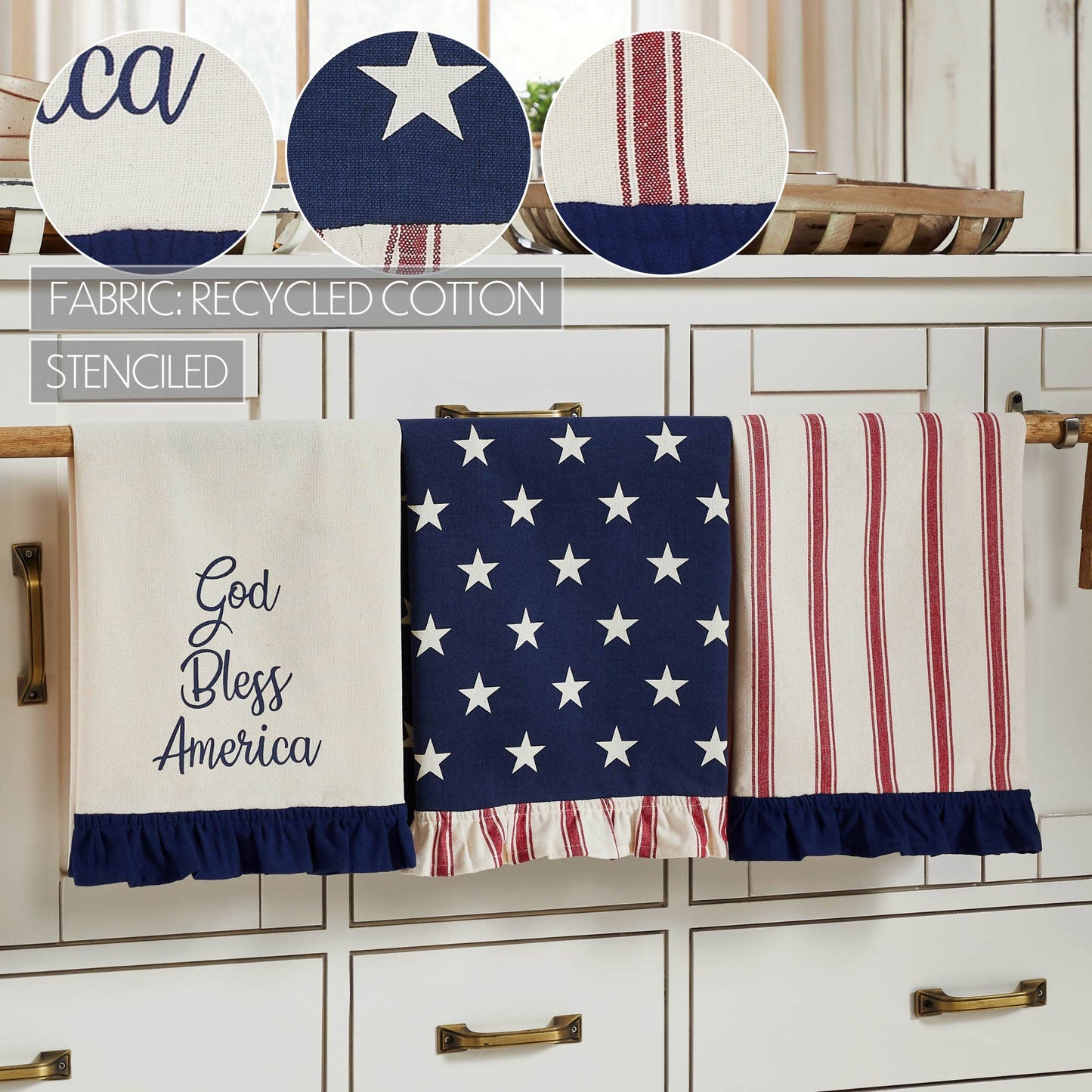 Stars & Stripes Ruffled Tea Towels (Set of 3)