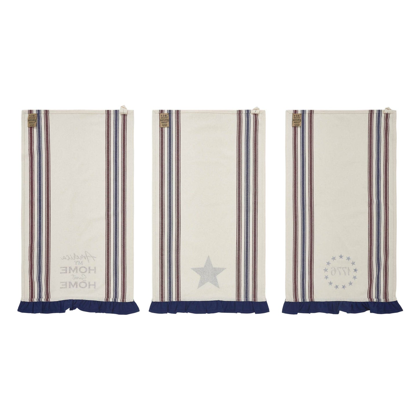 Home Sweet Home Ruffled Tea Towels (Set of 3)
