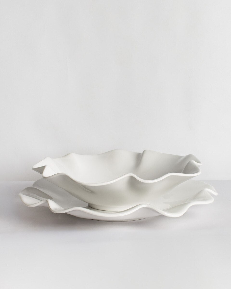 Ripple Melamine Serving Bowl- white