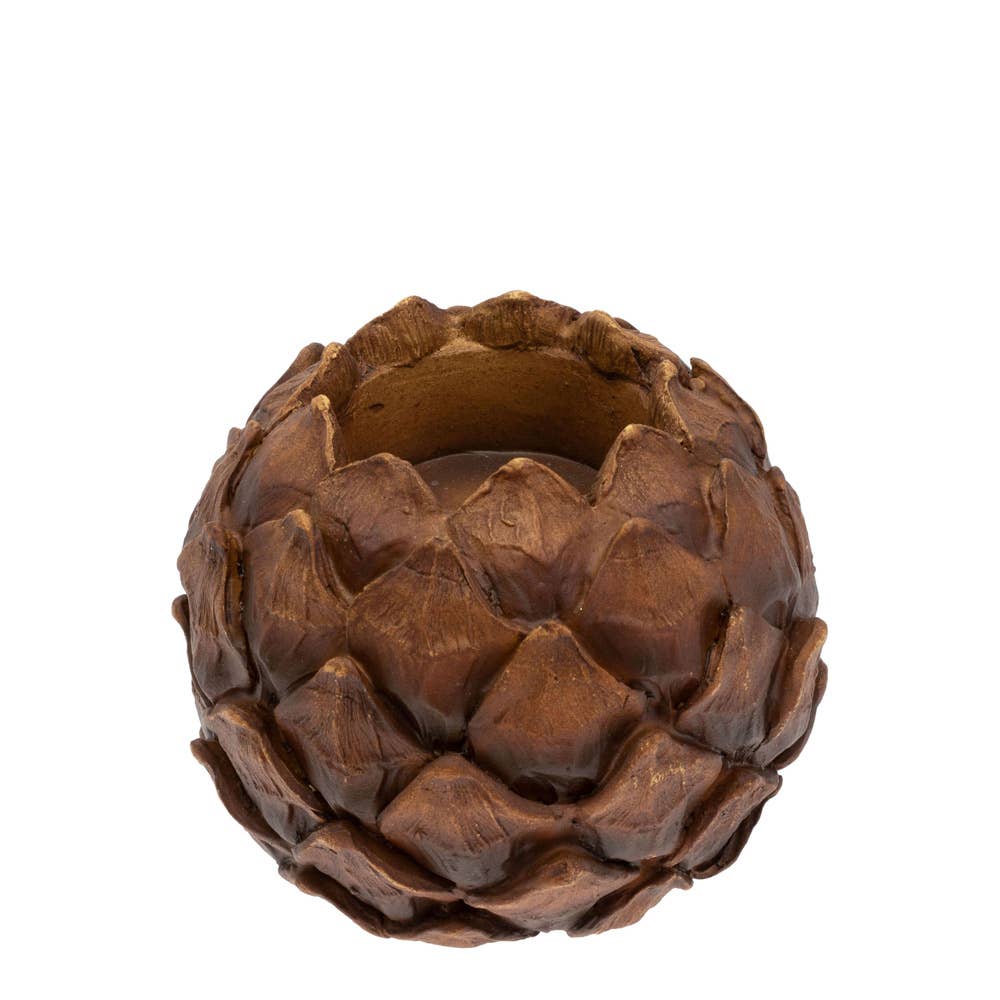 Natural Look Pinecone Tealight Holders- Brown (2 sizes)