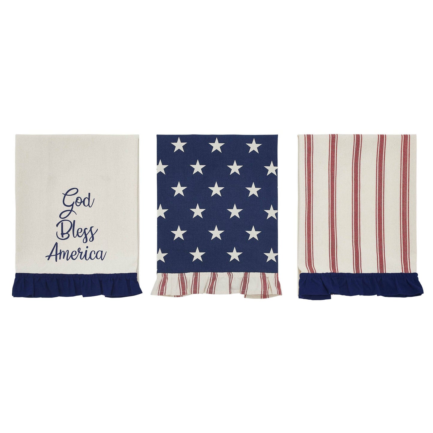 Stars & Stripes Ruffled Tea Towels (Set of 3)