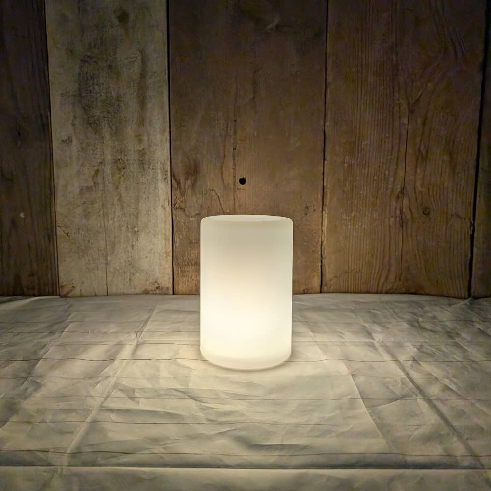 White LED Flame Illusion Pillar 6"x4"