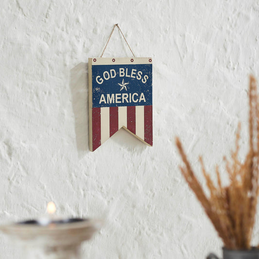 God Bless America Flag Wall Hanging 8x6