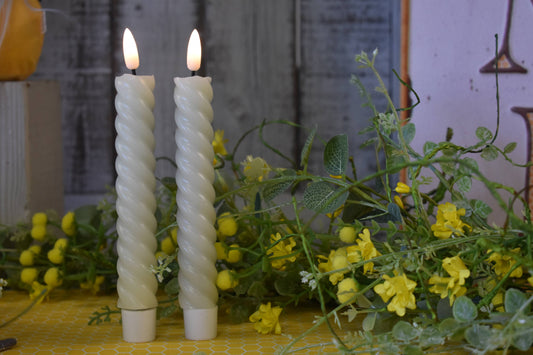 Spiral Taper Candle Realistic Flame 10in -2pack