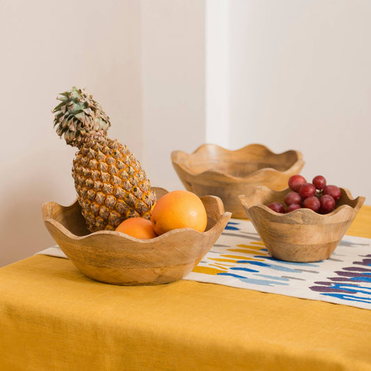 Scalloped Wooden Bowls (3 sizes)