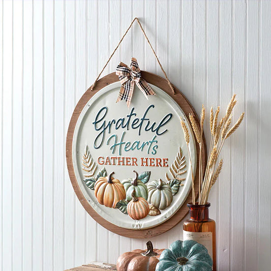 Grateful Hearts Gather Here sign