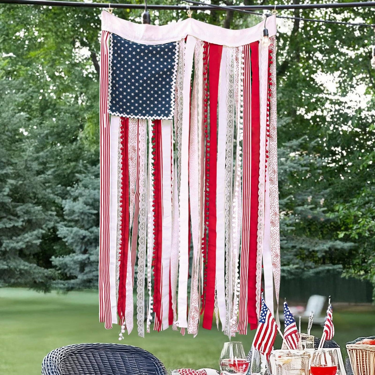 Fourth of July Patriotic Flag Banner - Stars Stripes Decor
