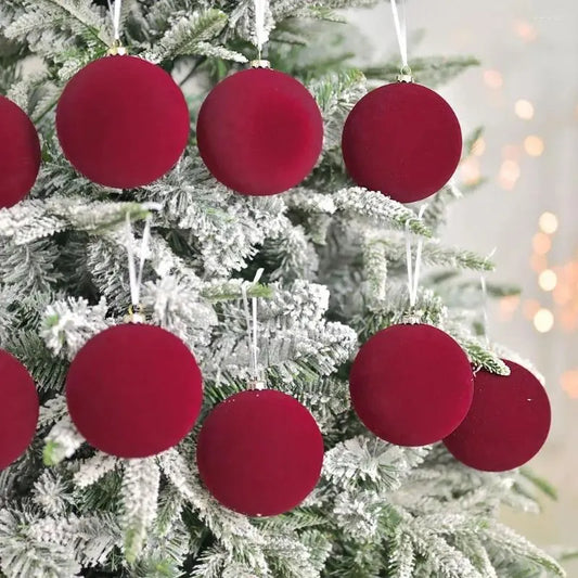 3" Glass Velvet Ball Ornament - Red