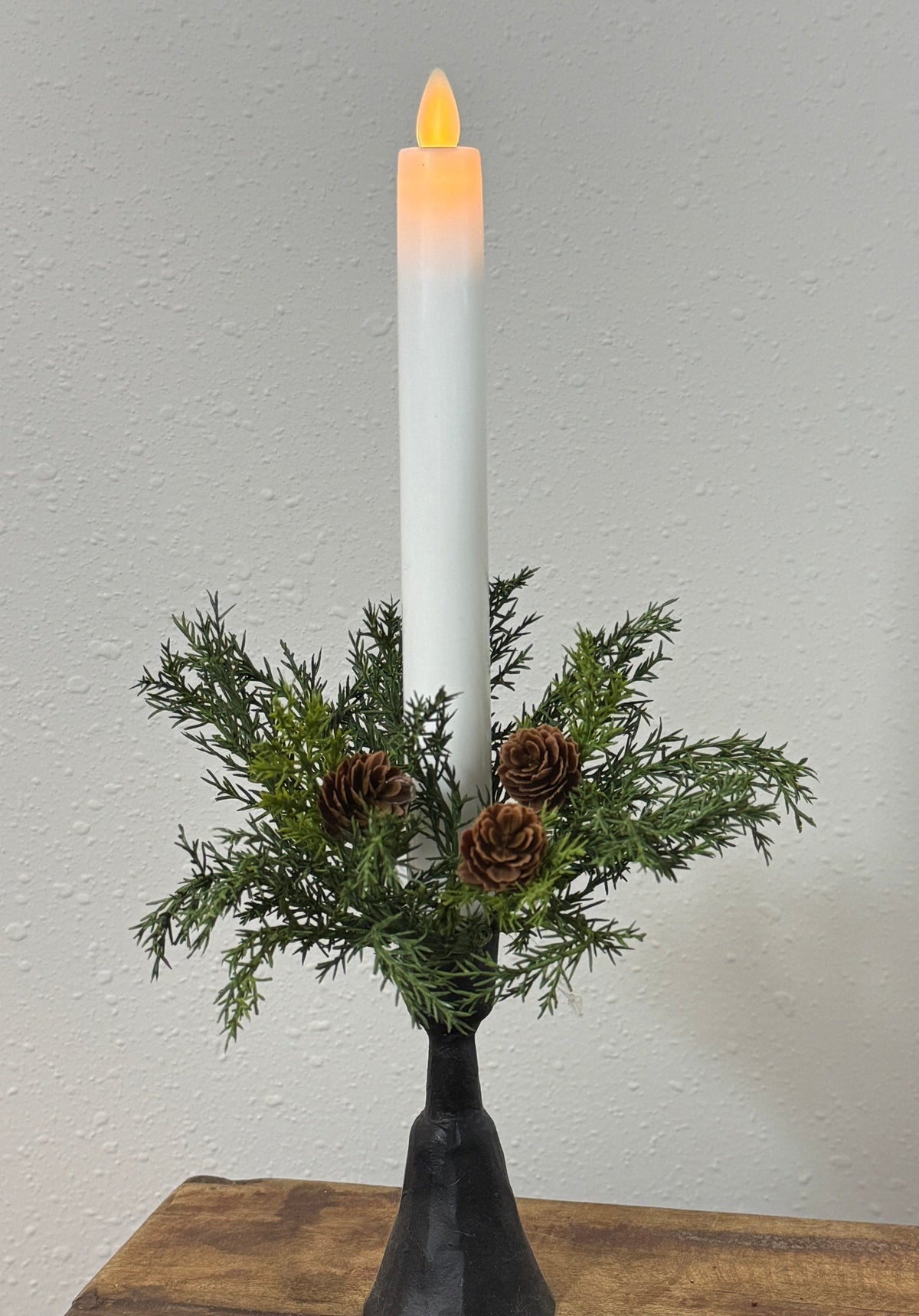 Prickly Pine Taper Candle Ring w/ Pinecones
