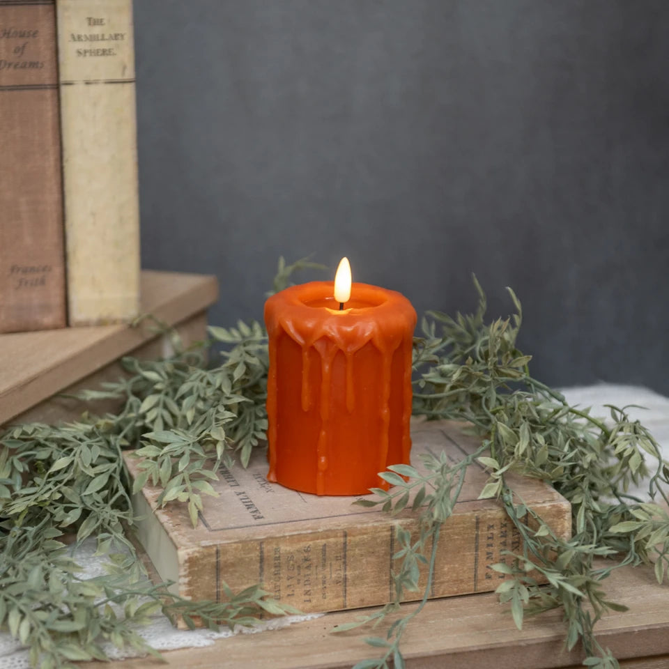 ORANGE 3D FLAME PILLAR CANDLE (3 Sizes)