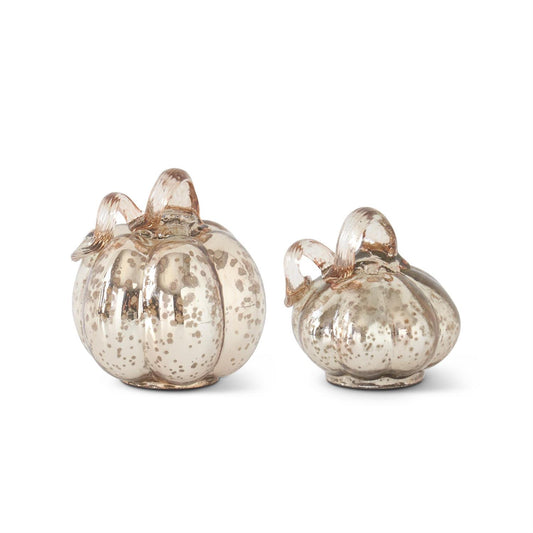 Rose Gold Mercury Glass Pumpkins (Set of 2)