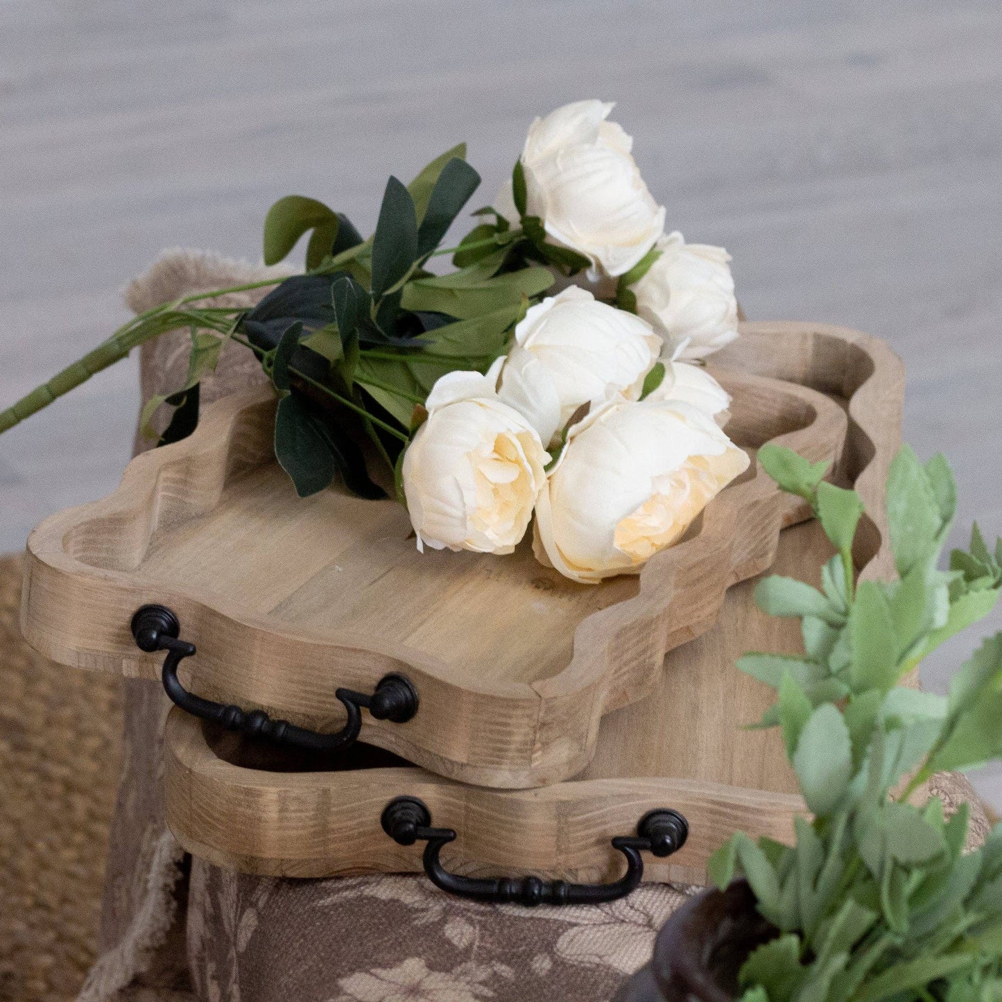 Trays - Scalloped Natural Wood (2 sizes)