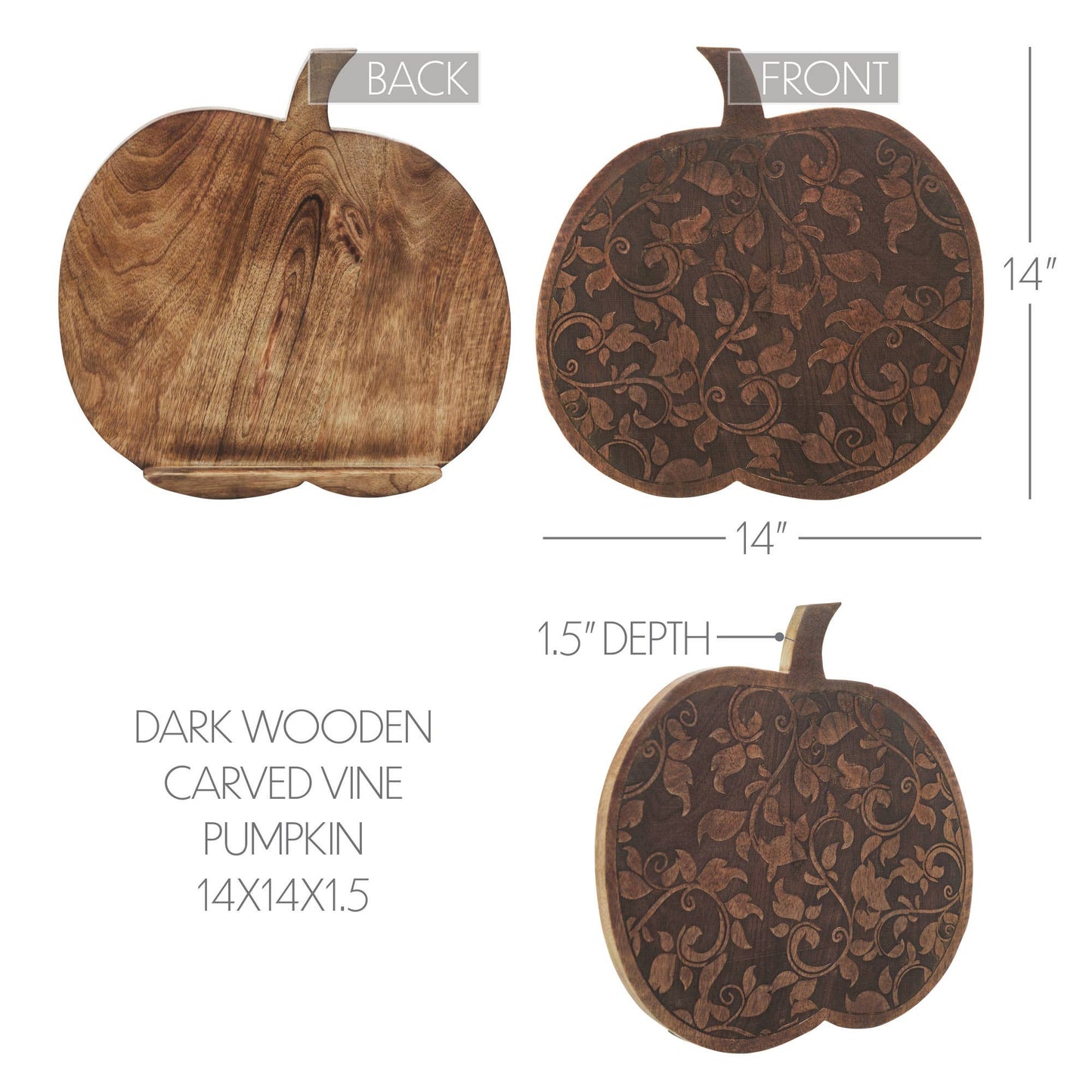 Carved Mango Wood Large Pumpkin