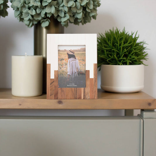 Natural/White Resin Photo Frame - 4x6in