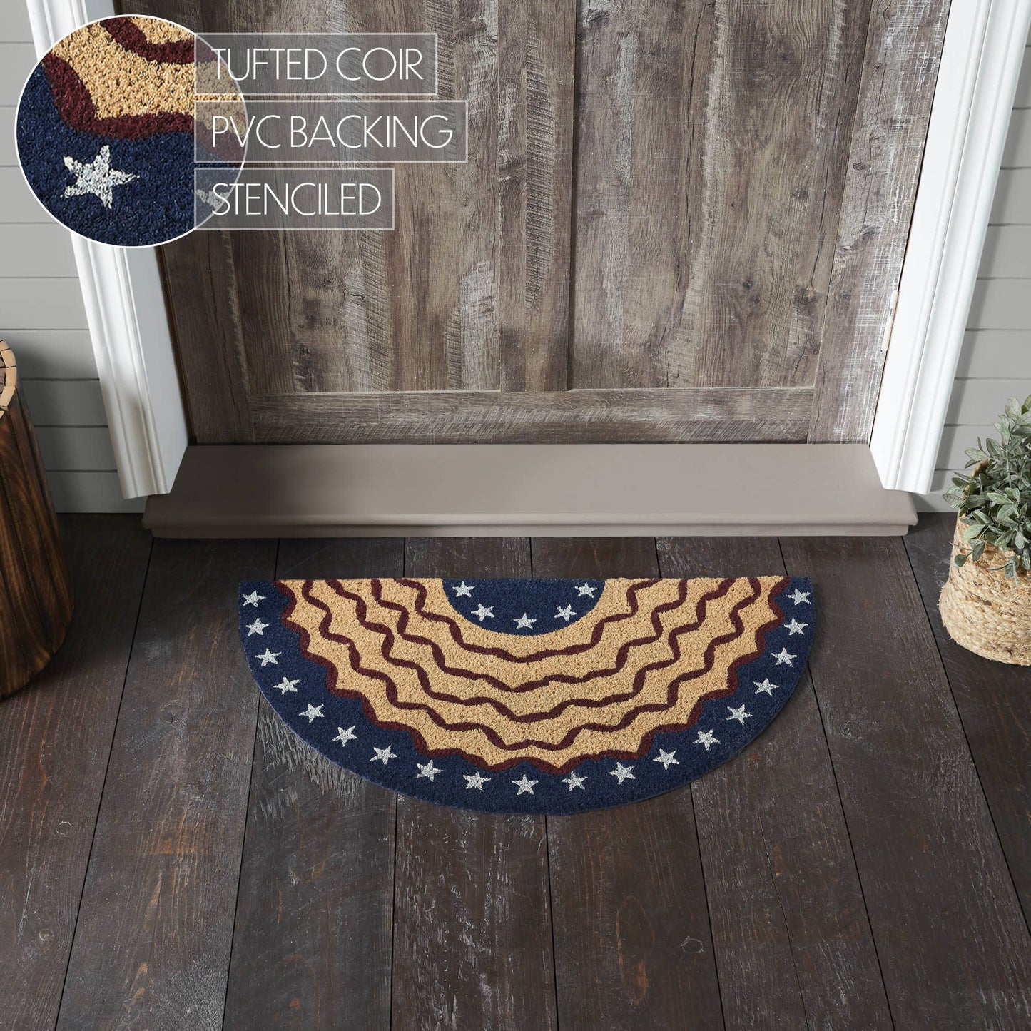 Bunting Flag Coir Rug Half Circle