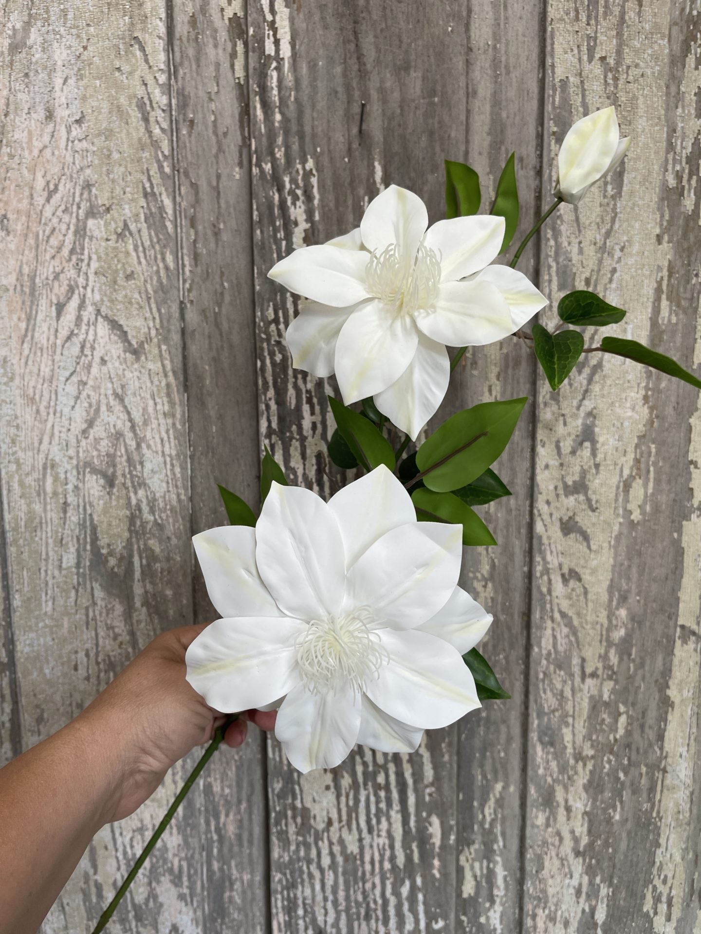 Artificial white clematis, 33.5”