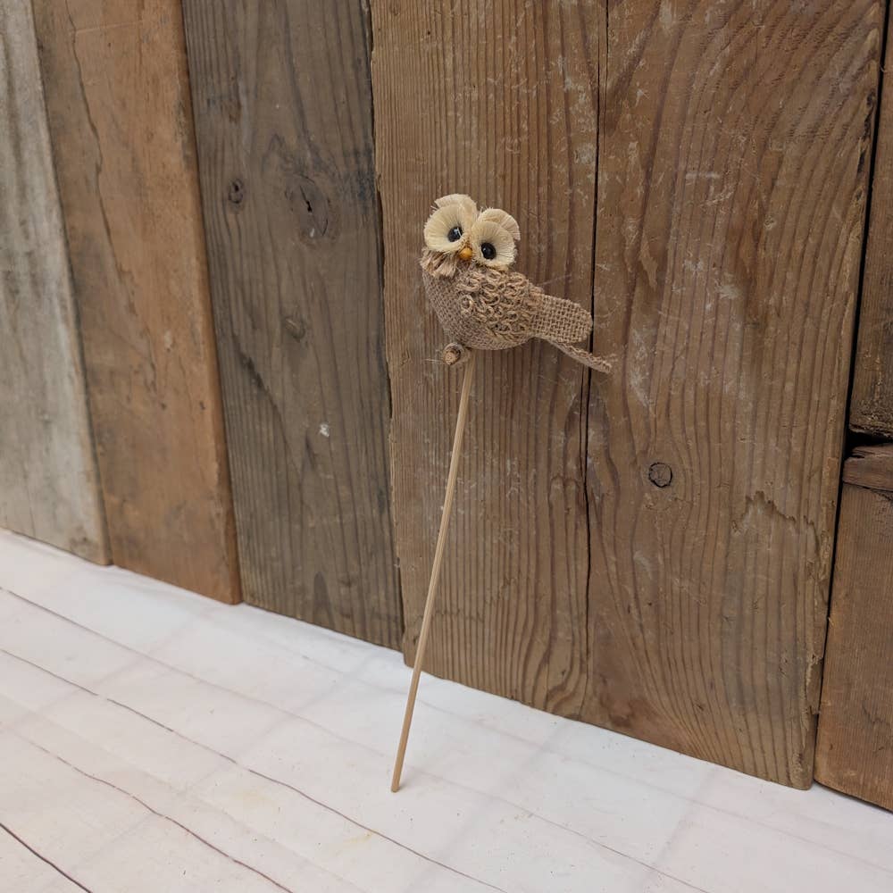 Burlap Owl / Acrylic Pick