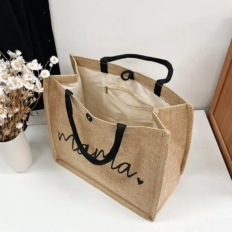 Mama Jute Canvas Tote Bag – Durable & Multi-Use Gift for Mom