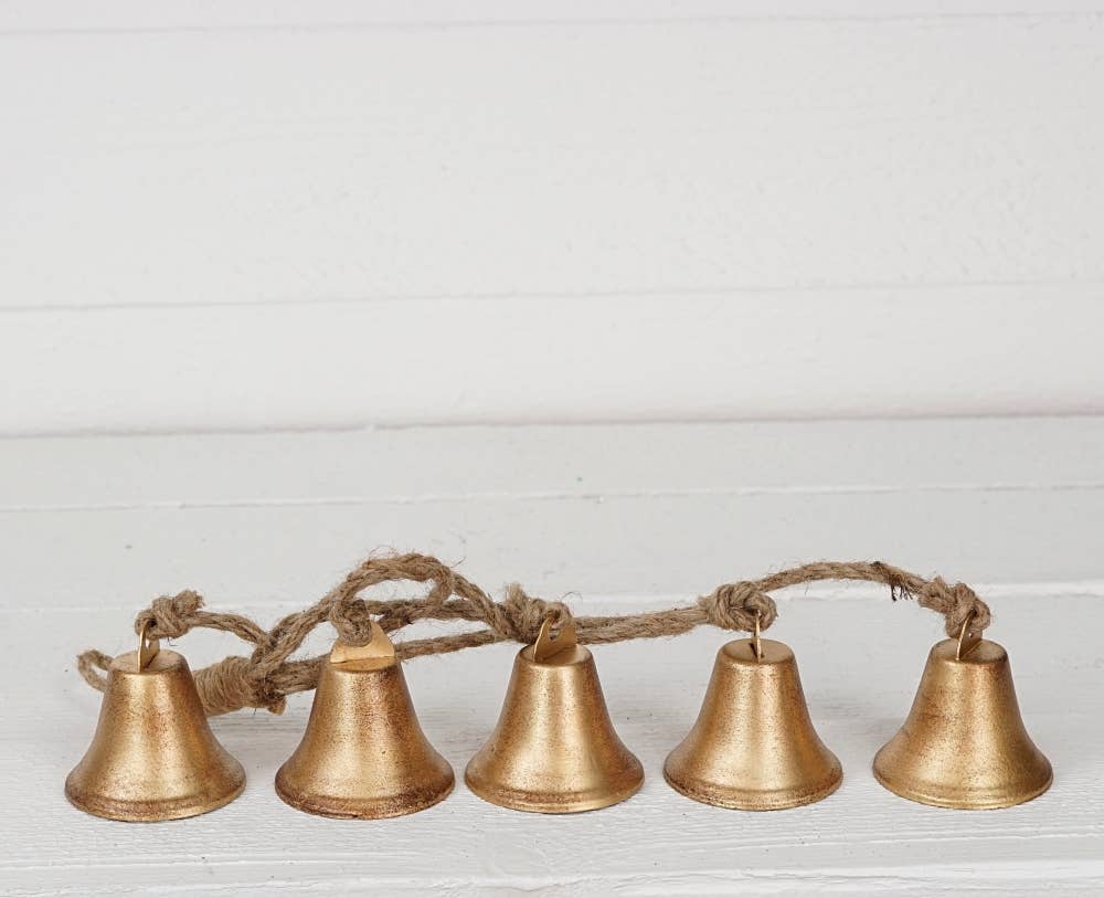 Vintage gold small liberty bell (2.5inD)Stringx5