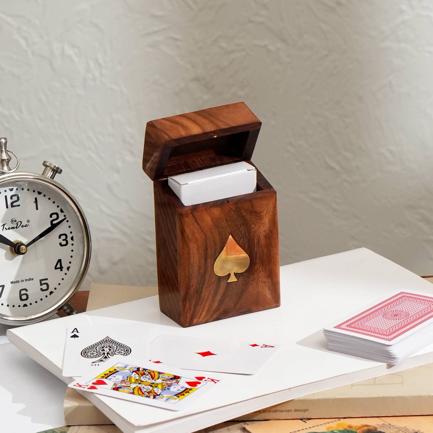 Wooden Playing Cards Box with Cards