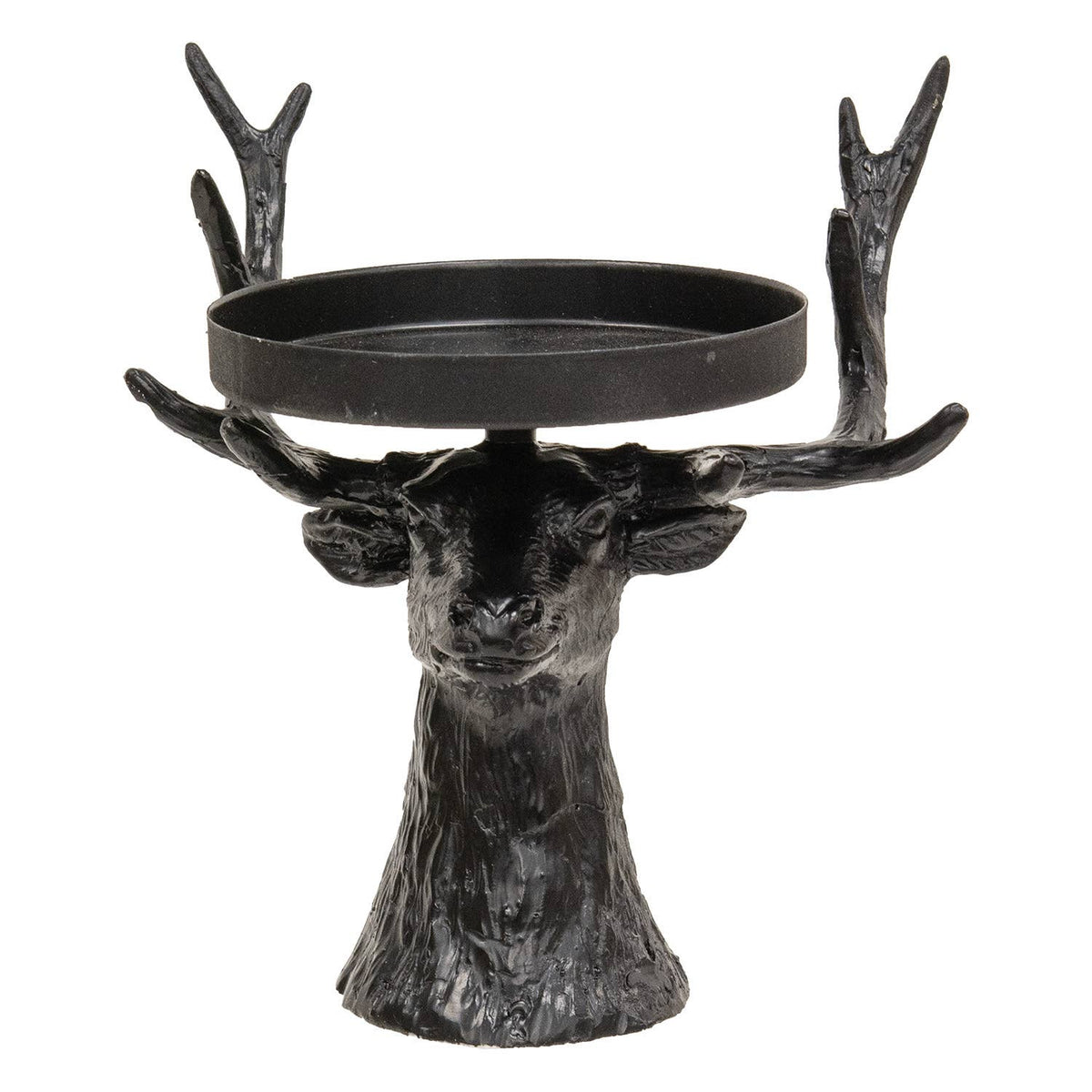 Black Metal Reindeer Pillar Candle Holder