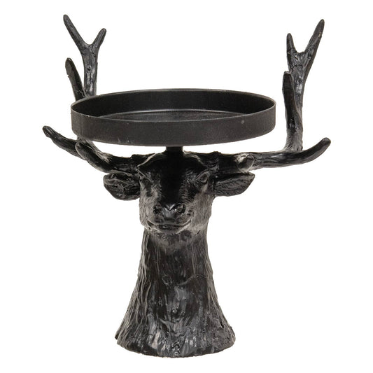 Black Metal Reindeer Pillar Candle Holder