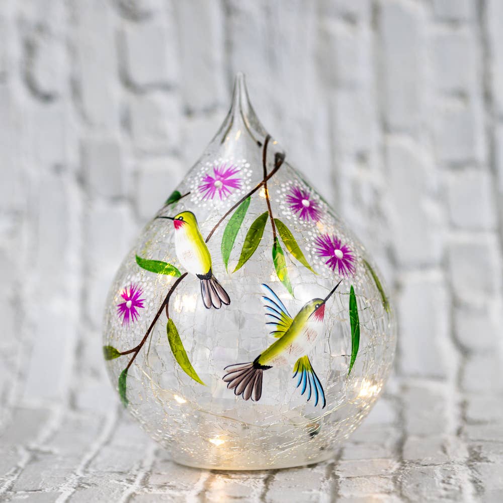 Dancing Hummingbird Teadrop with LED String Lights