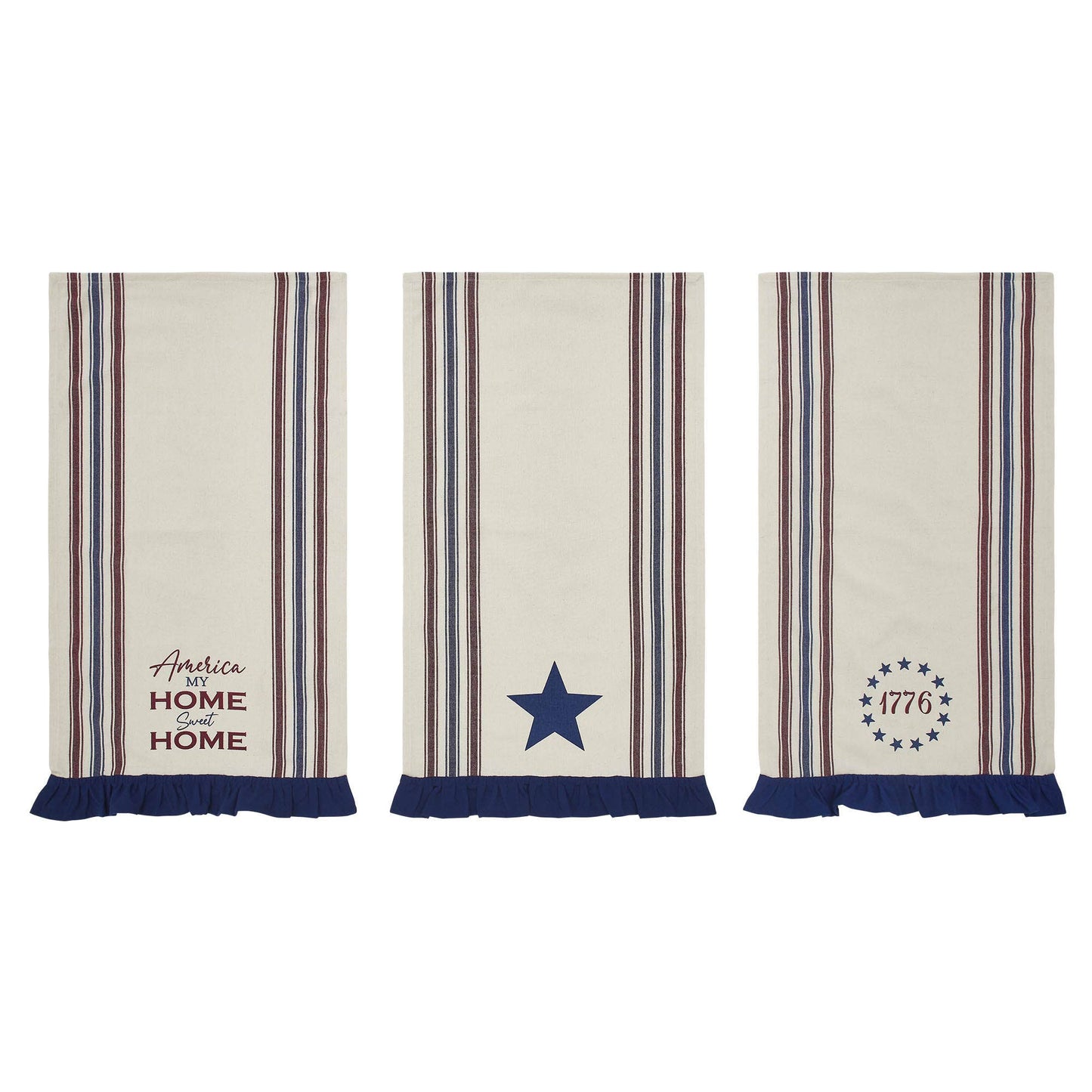Home Sweet Home Ruffled Tea Towels (Set of 3)