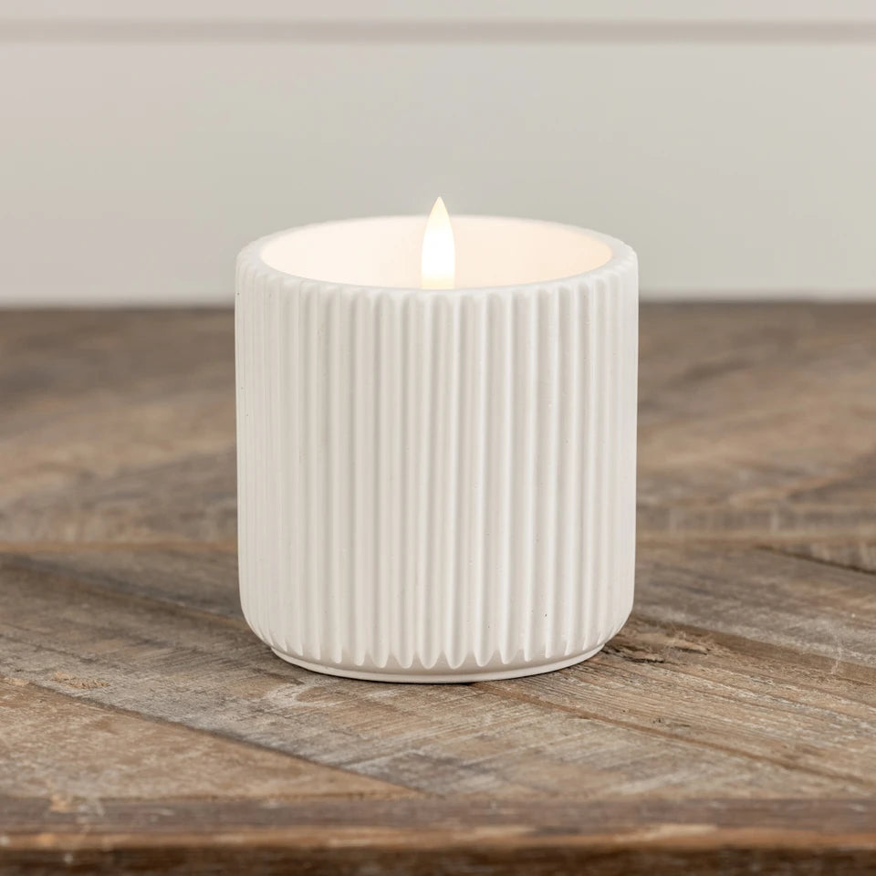 3D FLAME RIBBED CEMENT CANDLE (3 sizes)