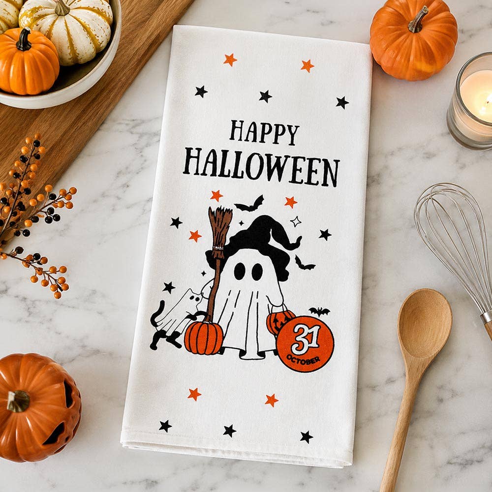 HAPPY HALLOWEEN Ghost Printed Kitchen Towel