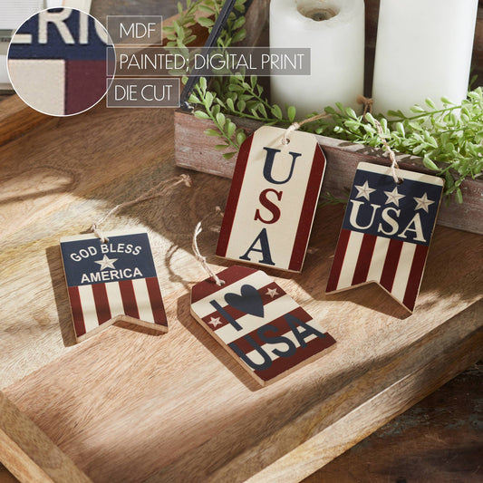 Americana USA Hanging Ornaments Set of 4 – Patriotic Decor