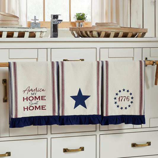 Home Sweet Home Ruffled Tea Towels (Set of 3)