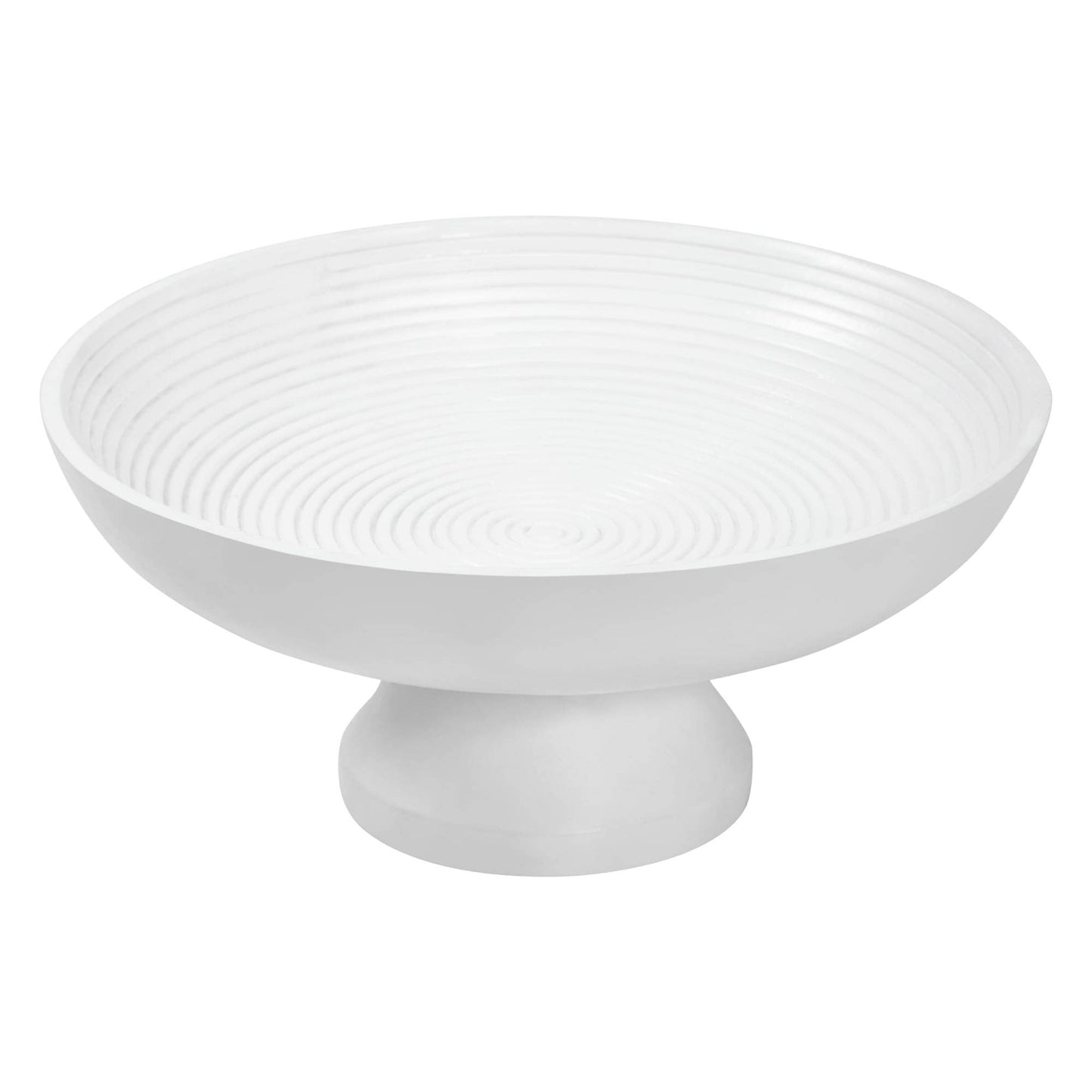 Ribbed Wooden Bowl - White- 12"